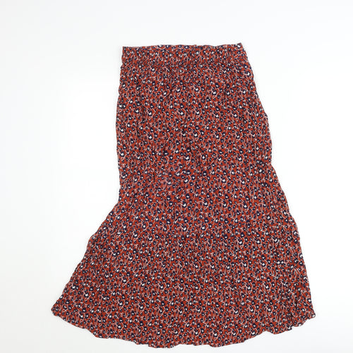 Pieces Womens Red Floral Midi Flare Skirt Size S