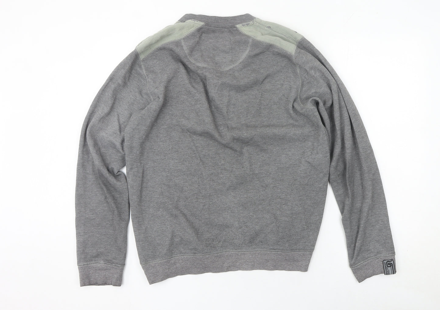 Dissident Mens Grey Henley Sweatshirt L Long Sleeve Cotton Blend