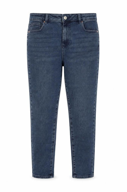 Front view of Next women’s blue skinny high rise denim jeans, size UK 16 slim, fit