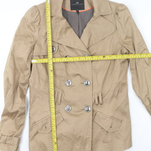 River Island Women's Beige Trench Jacket Size 12 Classic Cotton Blend