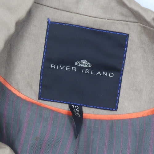 River Island Women's Beige Trench Jacket Size 12 Classic Cotton Blend
