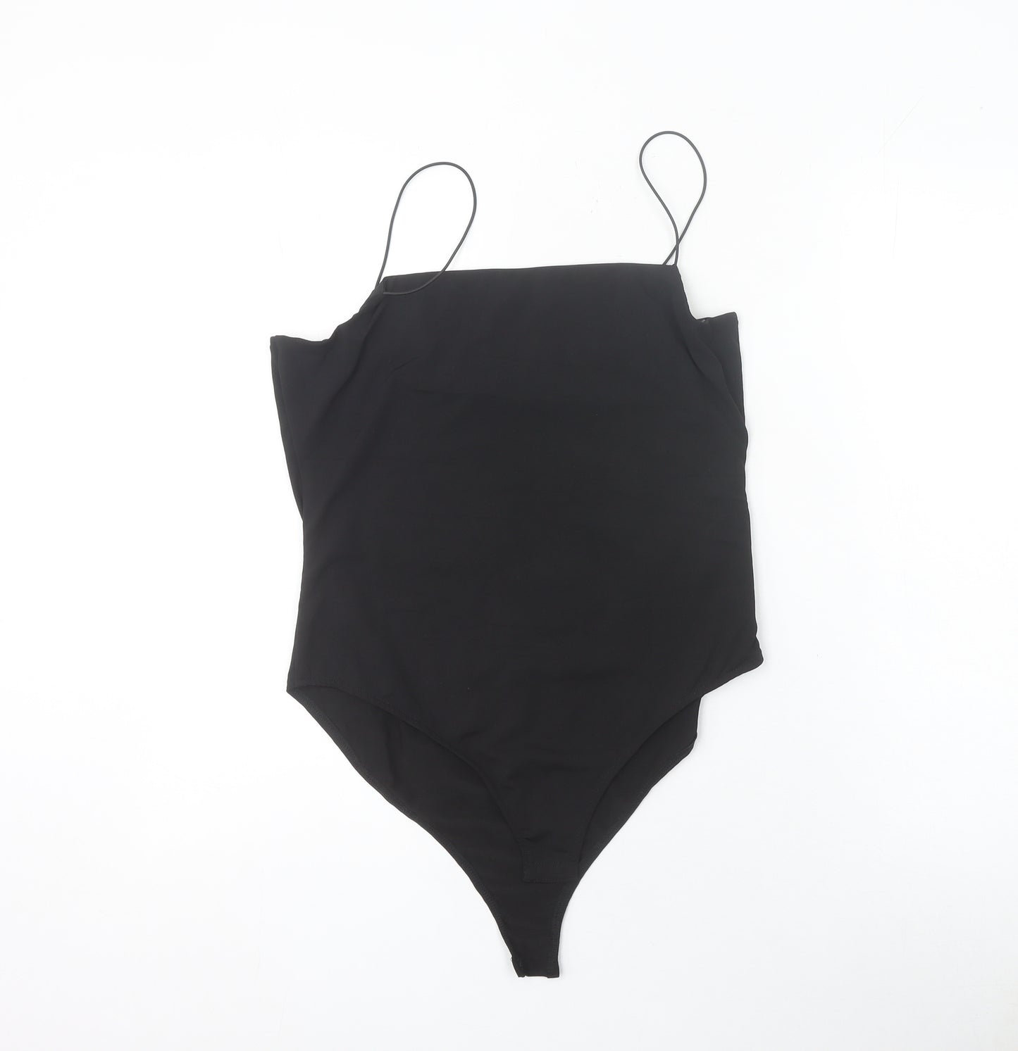 AX Paris Women Black Size 14 Bodysuit Spaghetti Strap Stretch One-Piece