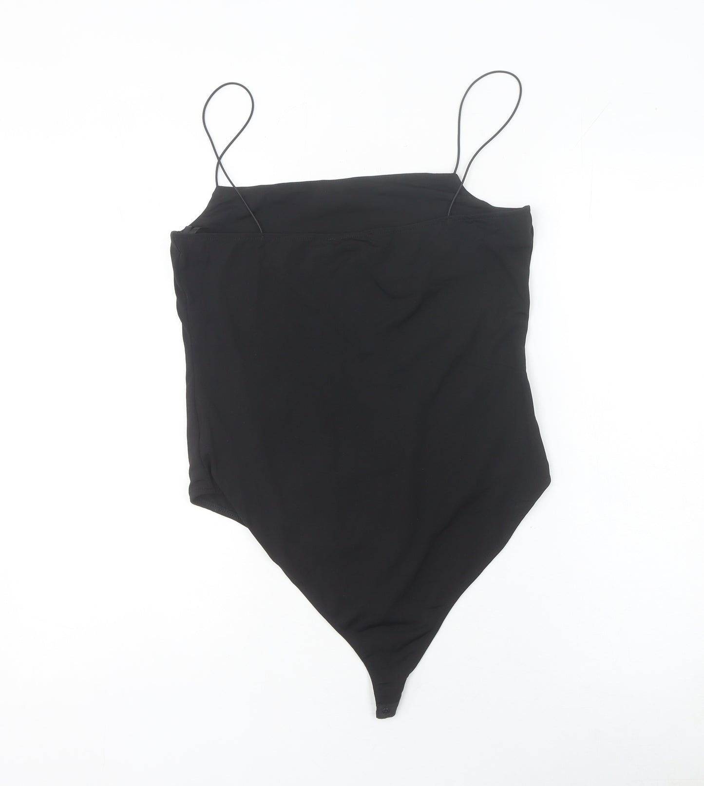 AX Paris Women Black Size 14 Bodysuit Spaghetti Strap Stretch One-Piece