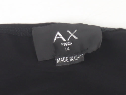 AX Paris Women Black Size 14 Bodysuit Spaghetti Strap Stretch One-Piece