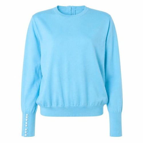Savida Women Blue Crew Neck Long Sleeve Cotton Jumper Size 12