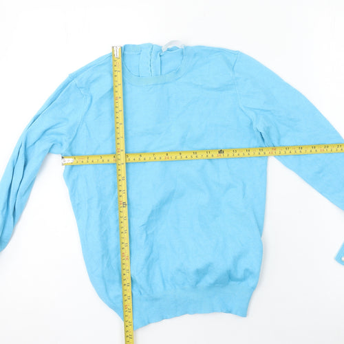 Savida Women Blue Crew Neck Long Sleeve Cotton Jumper Size 12