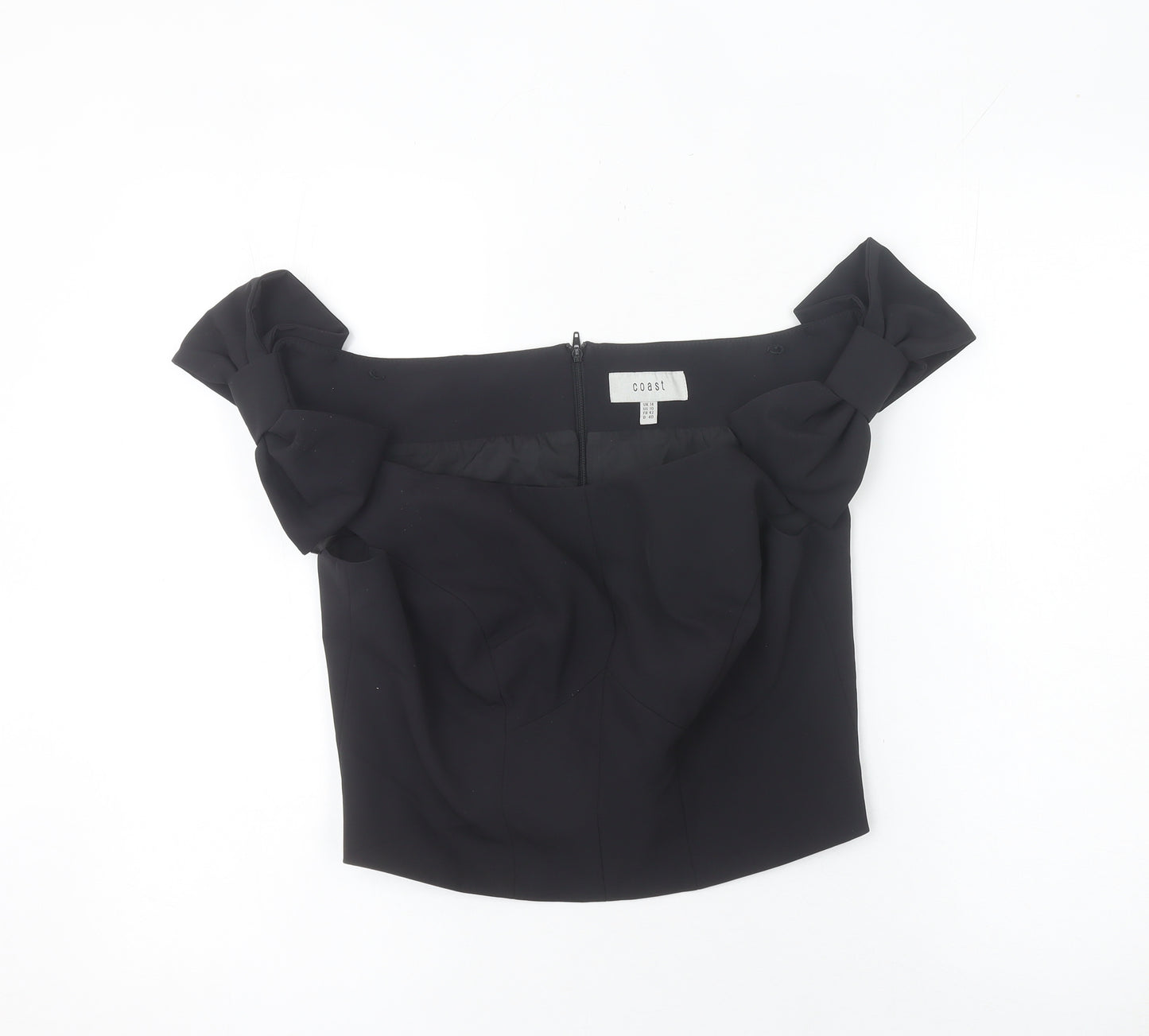 Coast Womens Black Off Shoulder Bow Evening Blouse UK 14