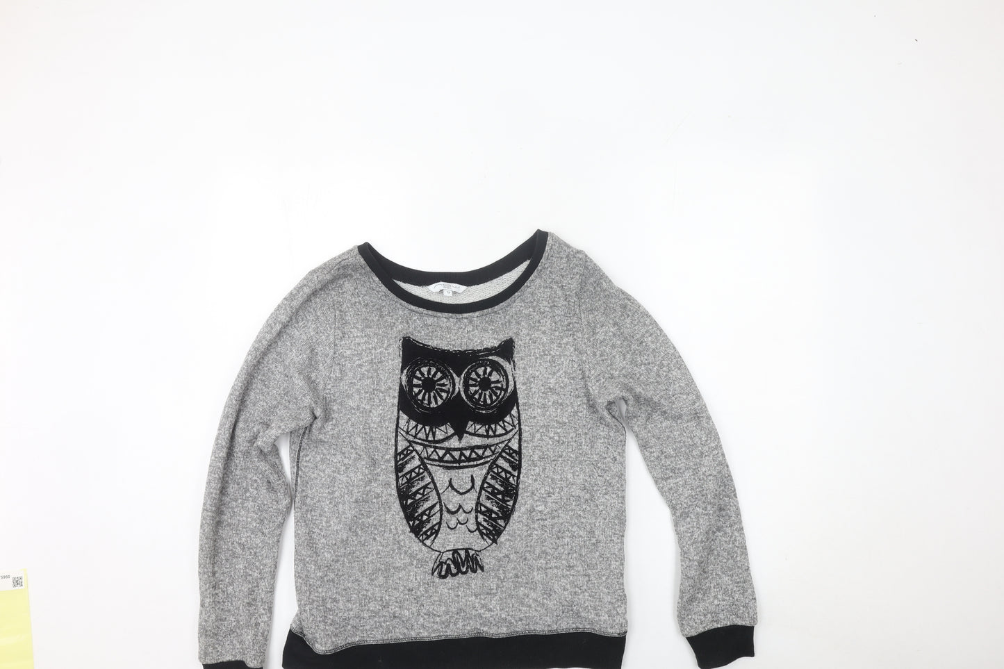 New Look Womens Grey Owl Crew Neck Long Sleeve Pullover Jumper Size 12