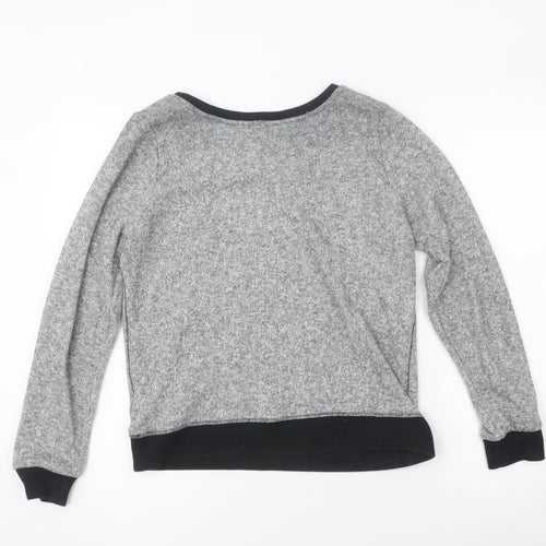 New Look Womens Grey Owl Crew Neck Long Sleeve Pullover Jumper Size 12