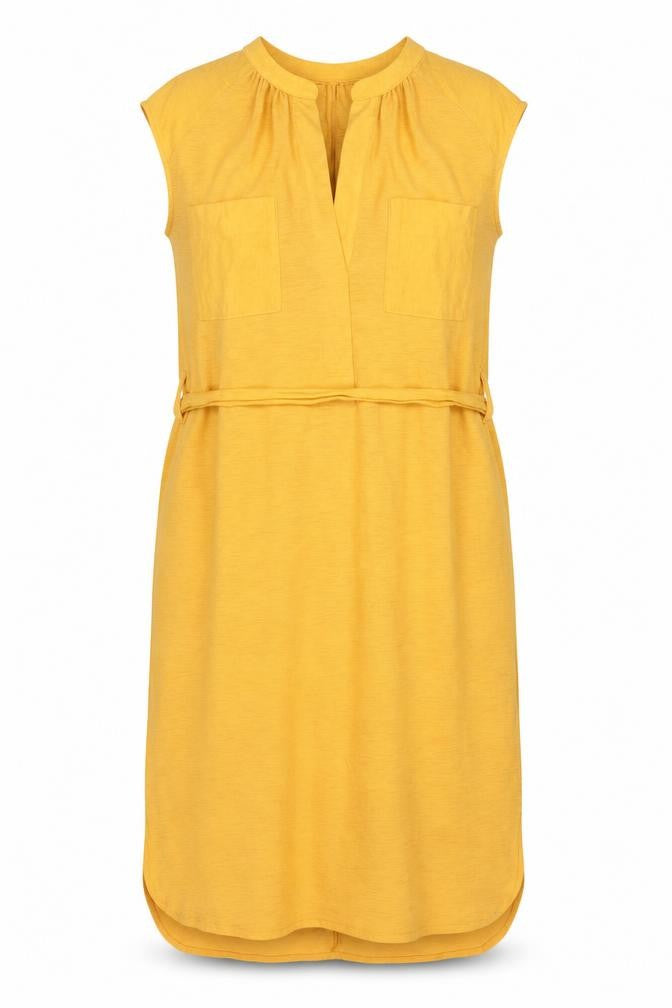Next Women Yellow Jersey Shirt Dress Size 6 Short Sleeve Tie Waist