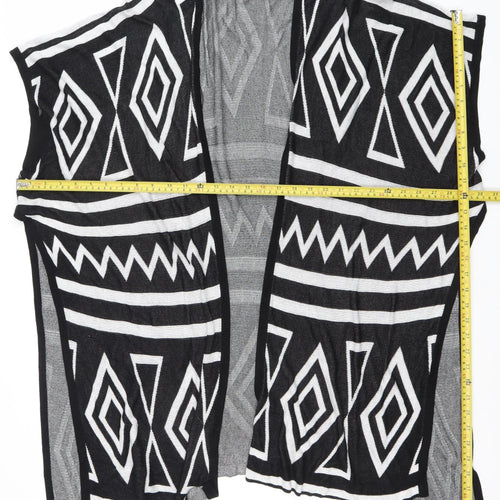 Bunoh.Q Womens Black Aztec Open-Knit Open Front Cape One Size