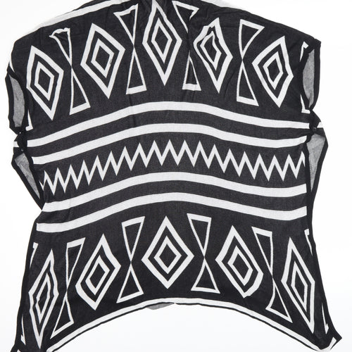 Bunoh.Q Womens Black Aztec Open-Knit Open Front Cape One Size