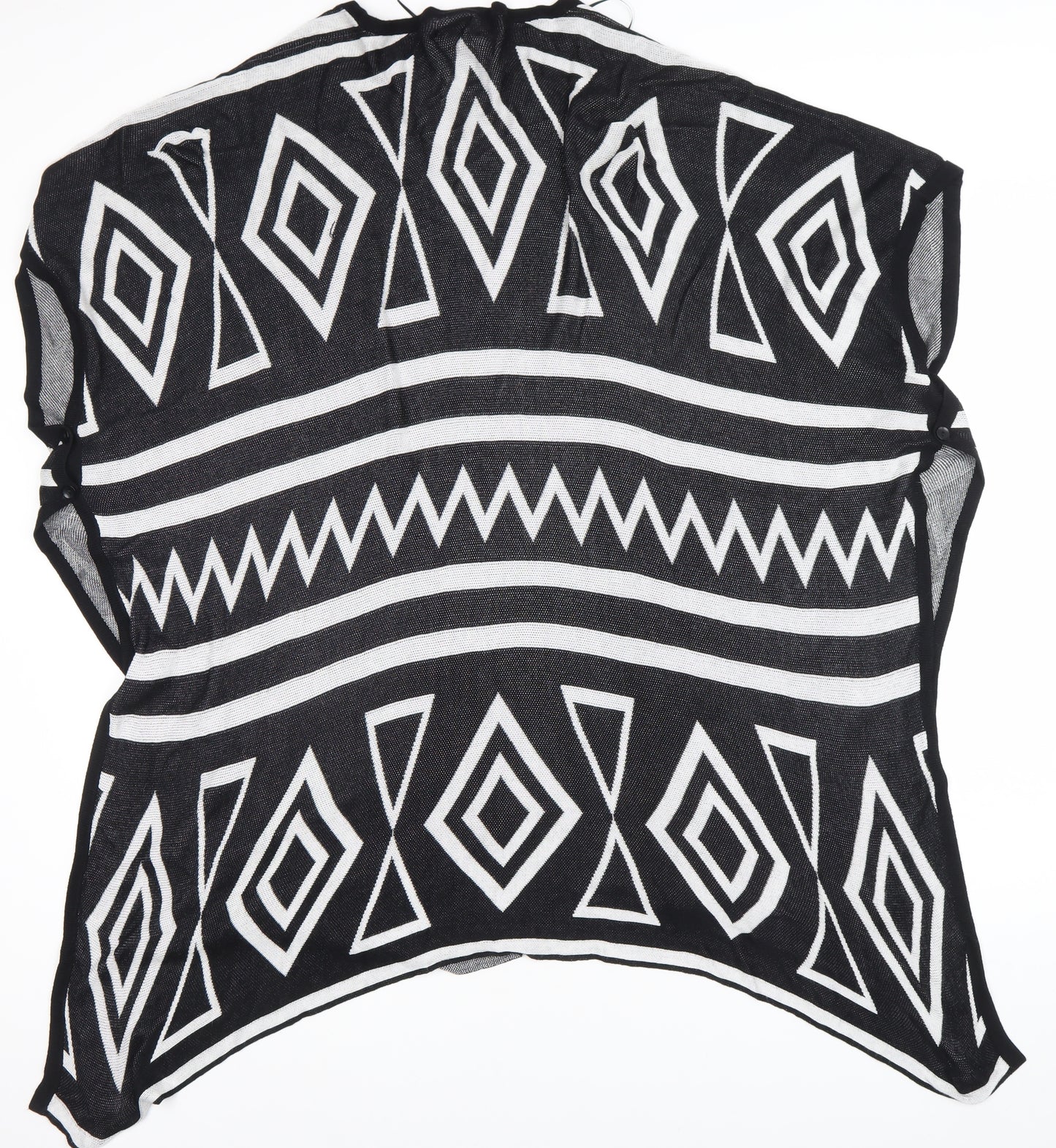 Bunoh.Q Womens Black Aztec Open-Knit Open Front Cape One Size