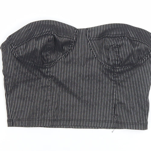 Urban Outfitters Womens Black Striped Cropped Strapless Top S
