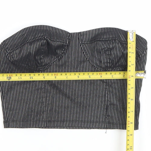 Urban Outfitters Womens Black Striped Cropped Strapless Top S