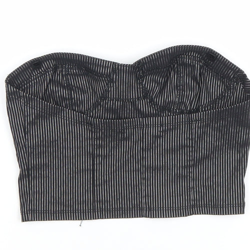 Urban Outfitters Womens Black Striped Cropped Strapless Top S