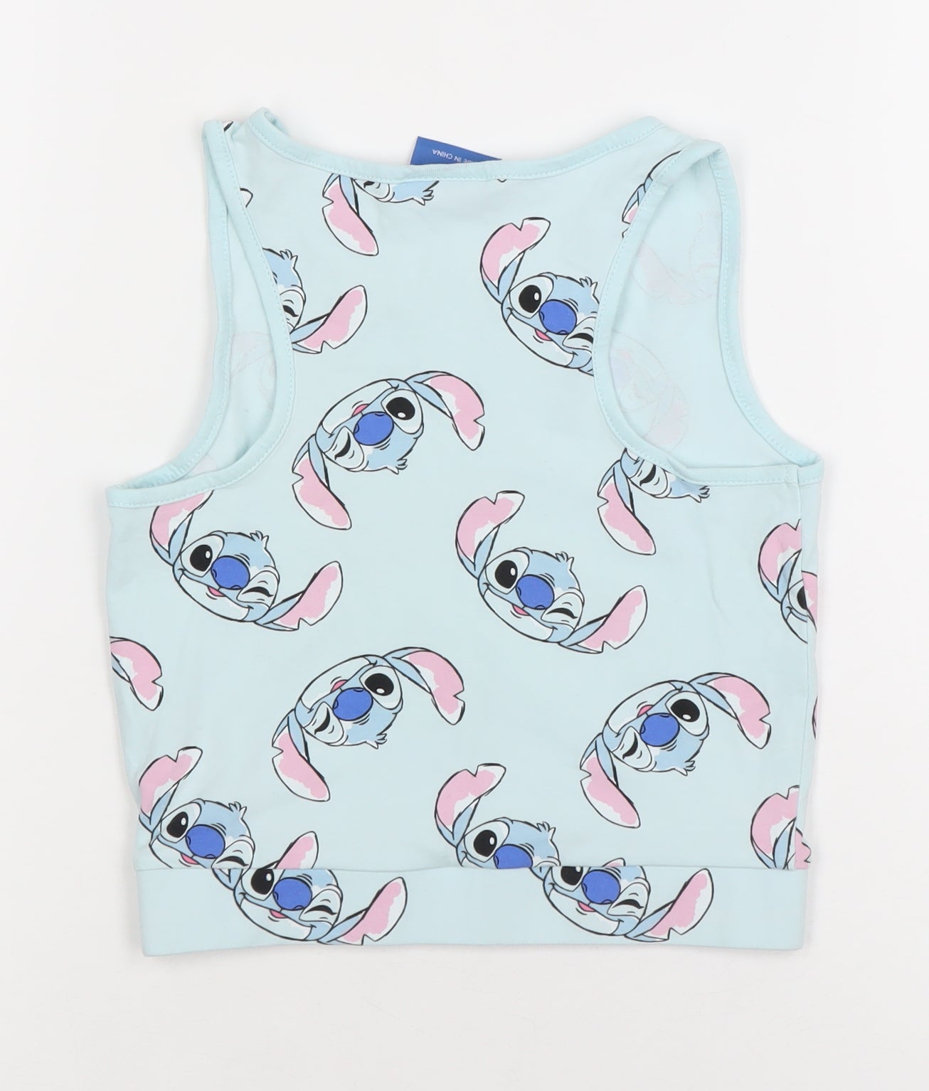 Disney Girls Blue Stitch Tank Top 9-10 Years Sleeveless Cotton Camisole