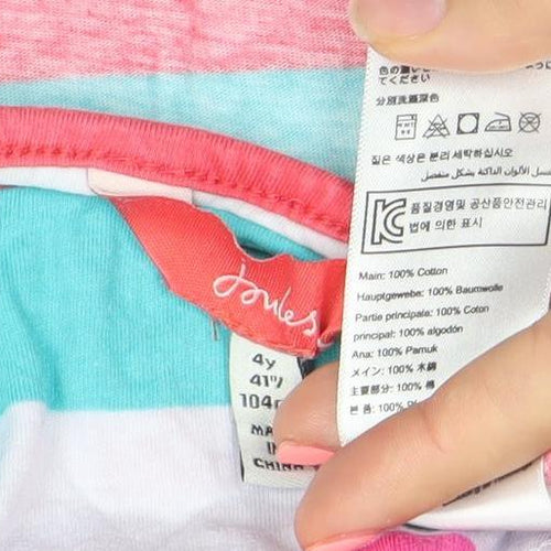 Joules Girls Multicoloured Striped Cotton Short Sleeve T-Shirt 4-5 Years