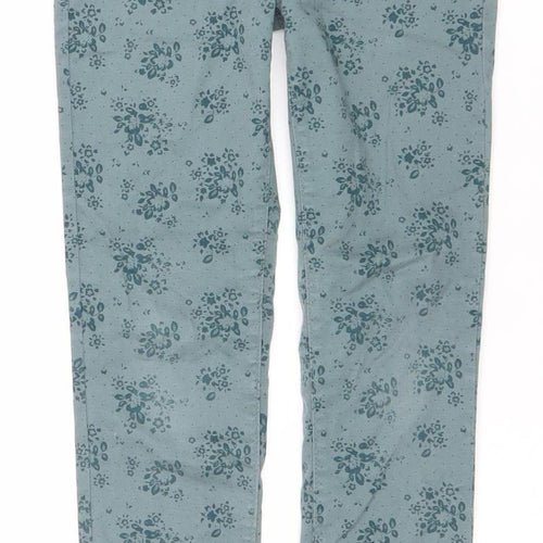 Denim Co. Girls Green Floral Skinny Jeans 8-9 Years Stretch Cotton