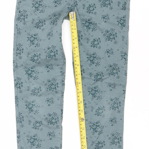 Denim Co. Girls Green Floral Skinny Jeans 8-9 Years Stretch Cotton