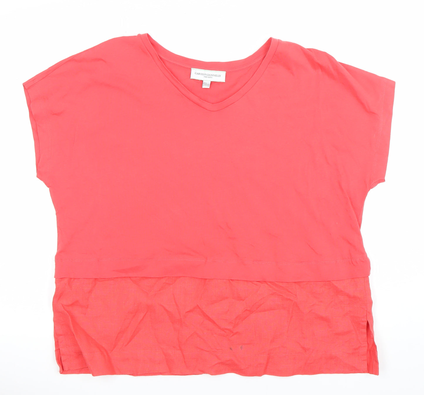 Carolyn Donnelly The Edit Women Pink Linen Blend V-Neck Tunic Blouse Size 14