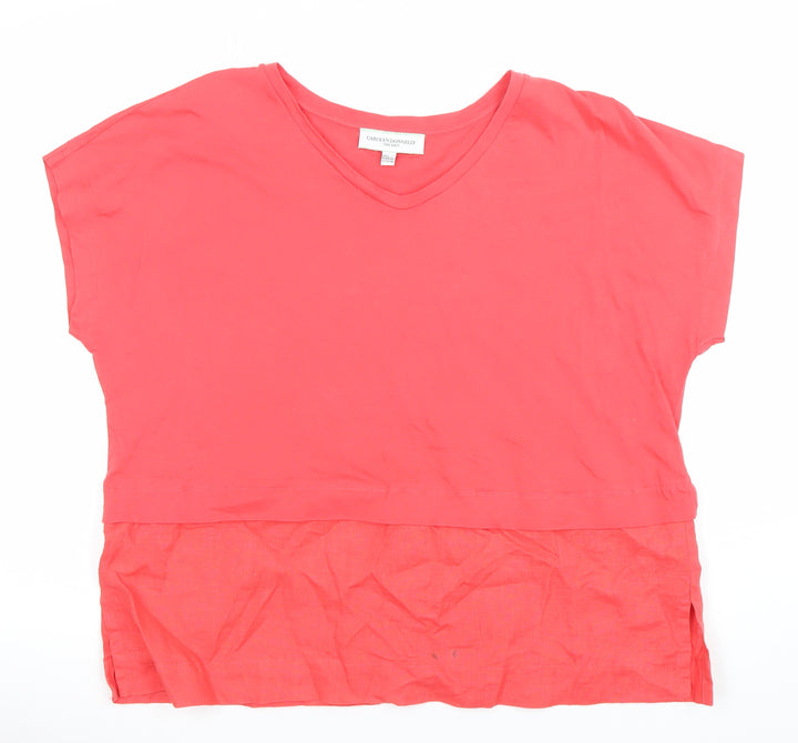 Carolyn Donnelly The Edit Women Pink Linen Blend V-Neck Tunic Blouse Size 14