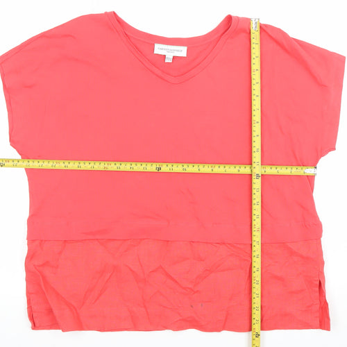 Carolyn Donnelly The Edit Women Pink Linen Blend V-Neck Tunic Blouse Size 14