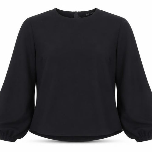 Zara Women Black Crew Neck Long Sleeve Blouse Size 12