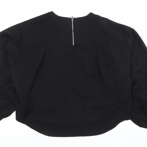 Zara Women Black Crew Neck Long Sleeve Blouse Size 12