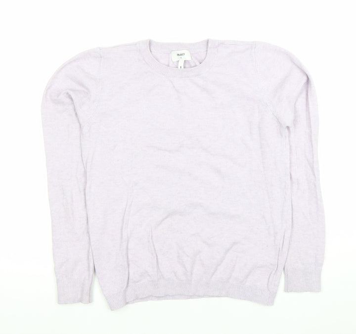 OBJECT Women's Purple Wool Blend Crew Neck Jumper Size S