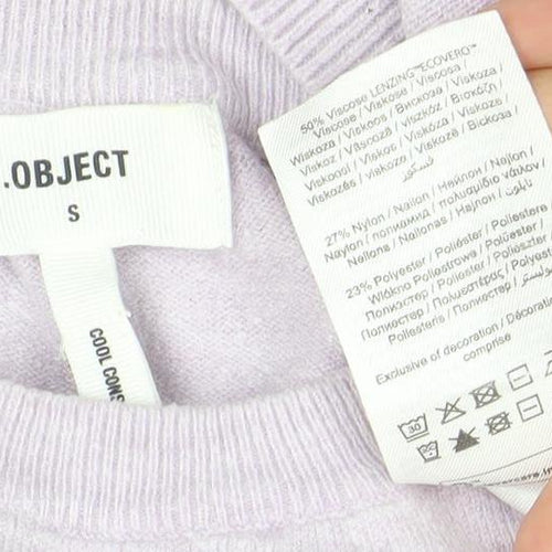 OBJECT Women's Purple Wool Blend Crew Neck Jumper Size S