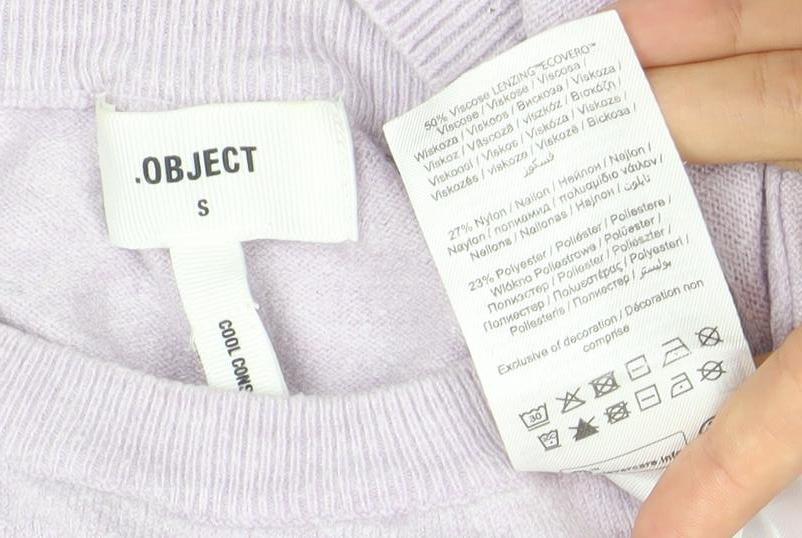 OBJECT Women's Purple Wool Blend Crew Neck Jumper Size S