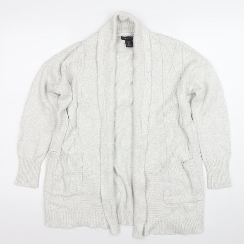 Tahari Women Ivory Knit Long Sleeve Open Cardigan Size S