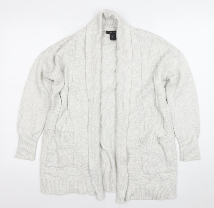 Tahari Women Ivory Knit Long Sleeve Open Cardigan Size S