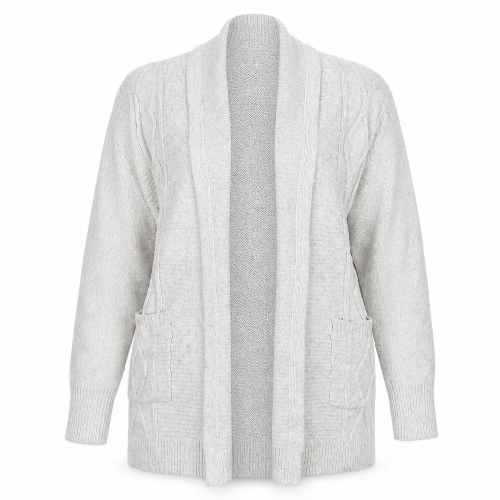 Tahari Women Ivory Knit Long Sleeve Open Cardigan Size S