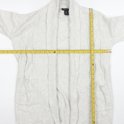 Tahari Women Ivory Knit Long Sleeve Open Cardigan Size S