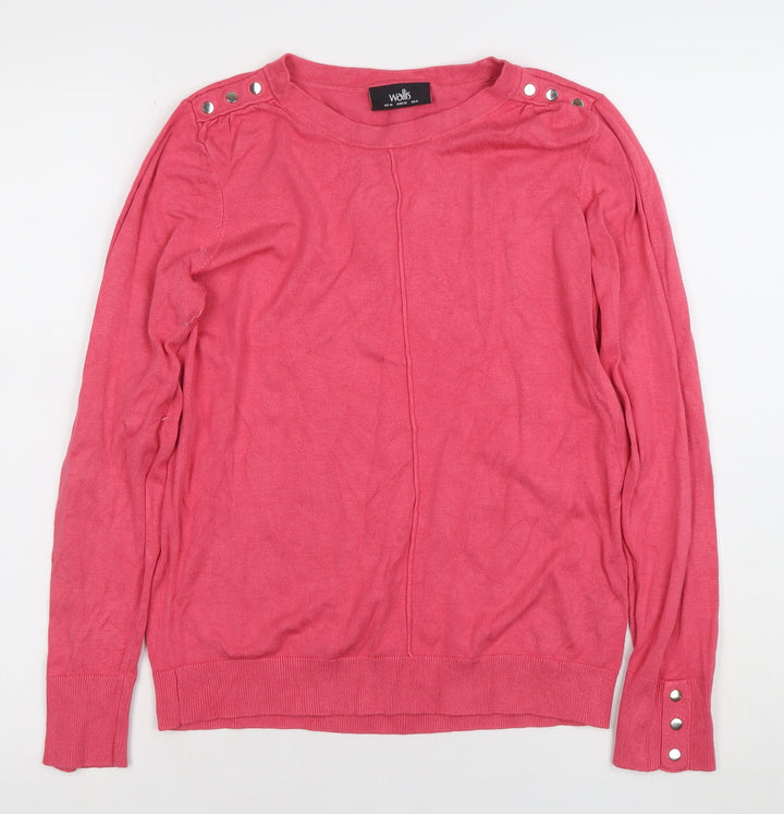 Wallis Women’s Pink Crew Neck Long Sleeve Jumper Size 10
