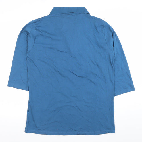Paco Boutique Women Blue Size 18 Polo Shirt 3/4 Sleeve Cotton
