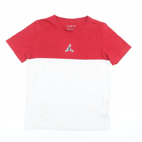 Jordan Boys Red White Colourblock T-Shirt 10-12 Years Sportswear