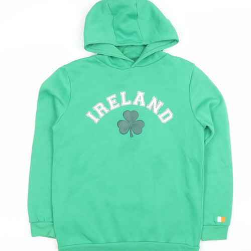 Primark Boys Green Ireland Hoodie 13-14 Years Pullover Fleece Sweatshirt