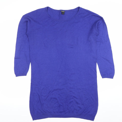 Esmara Women's Blue 3/4 Sleeve Tunic Jumper Size M Scoop Neck Knitwear