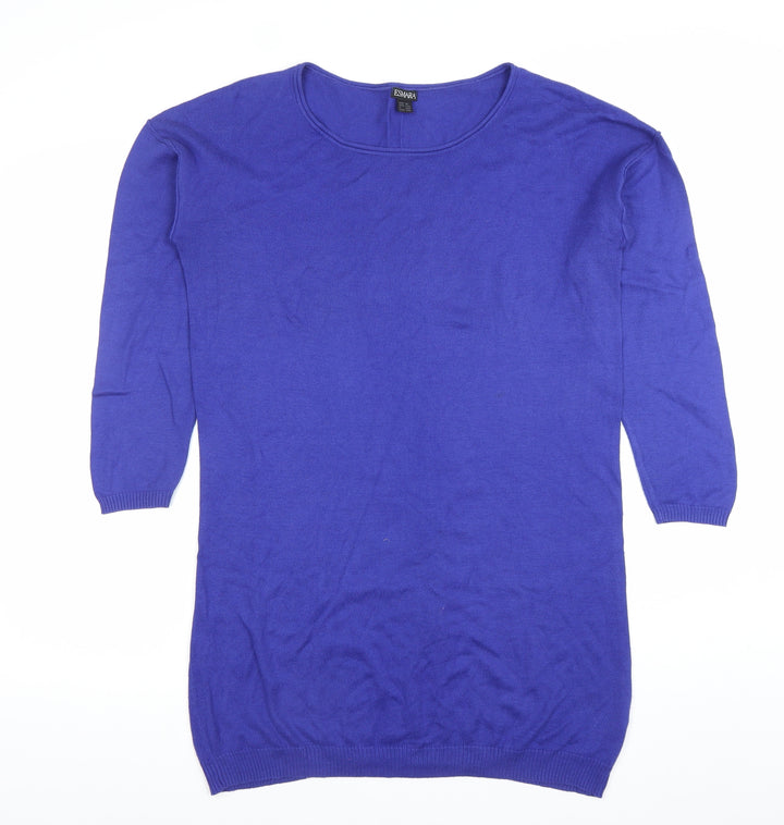 Esmara Women's Blue 3/4 Sleeve Tunic Jumper Size M Scoop Neck Knitwear