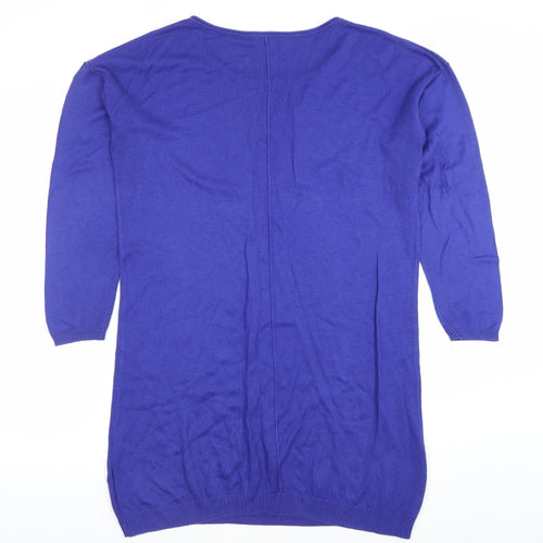 Esmara Women's Blue 3/4 Sleeve Tunic Jumper Size M Scoop Neck Knitwear