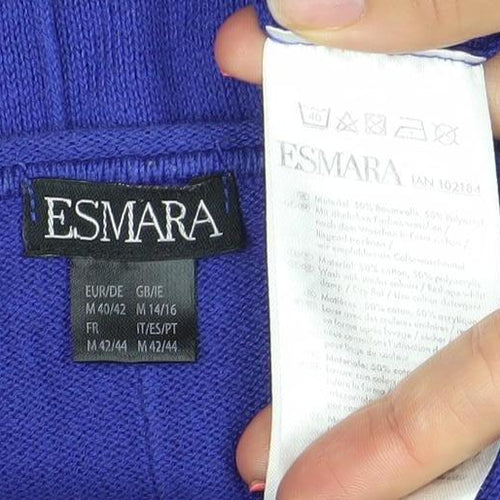 Esmara Women's Blue 3/4 Sleeve Tunic Jumper Size M Scoop Neck Knitwear