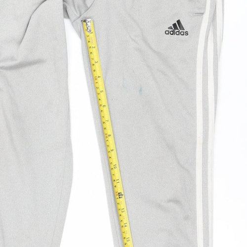 Adidas Boys Grey Track Pants 11-12 Years Elastic Waist Tapered Joggers