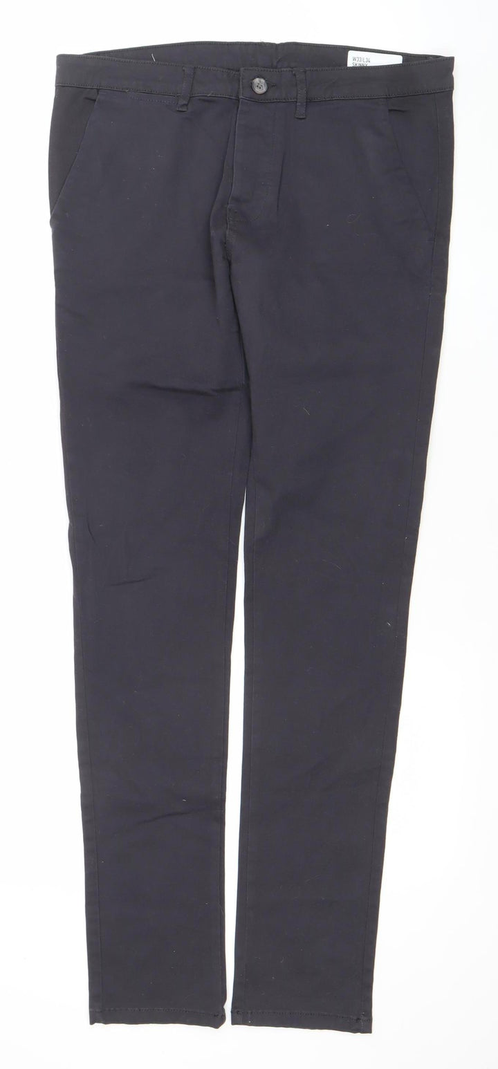 Men’s Black Skinny Fit Cotton Stretch Trousers W33 L34