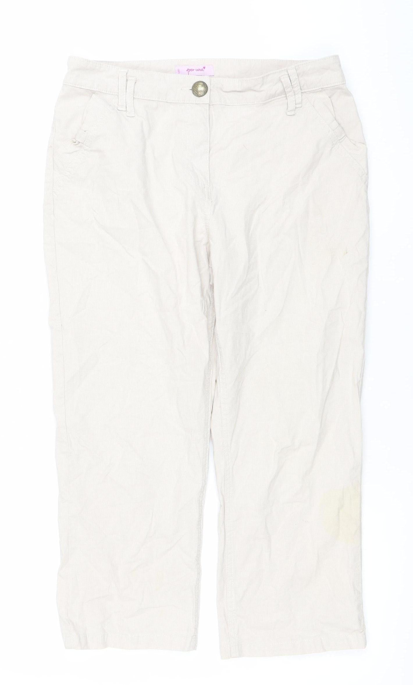 Marks and Spencer Women’s Beige Chino Trousers Size 10 Cotton Blend
