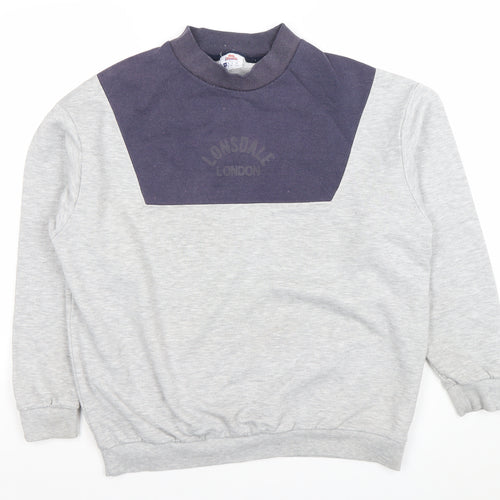 Lonsdale London Womens Grey & Navy Pullover Sweatshirt Size 16