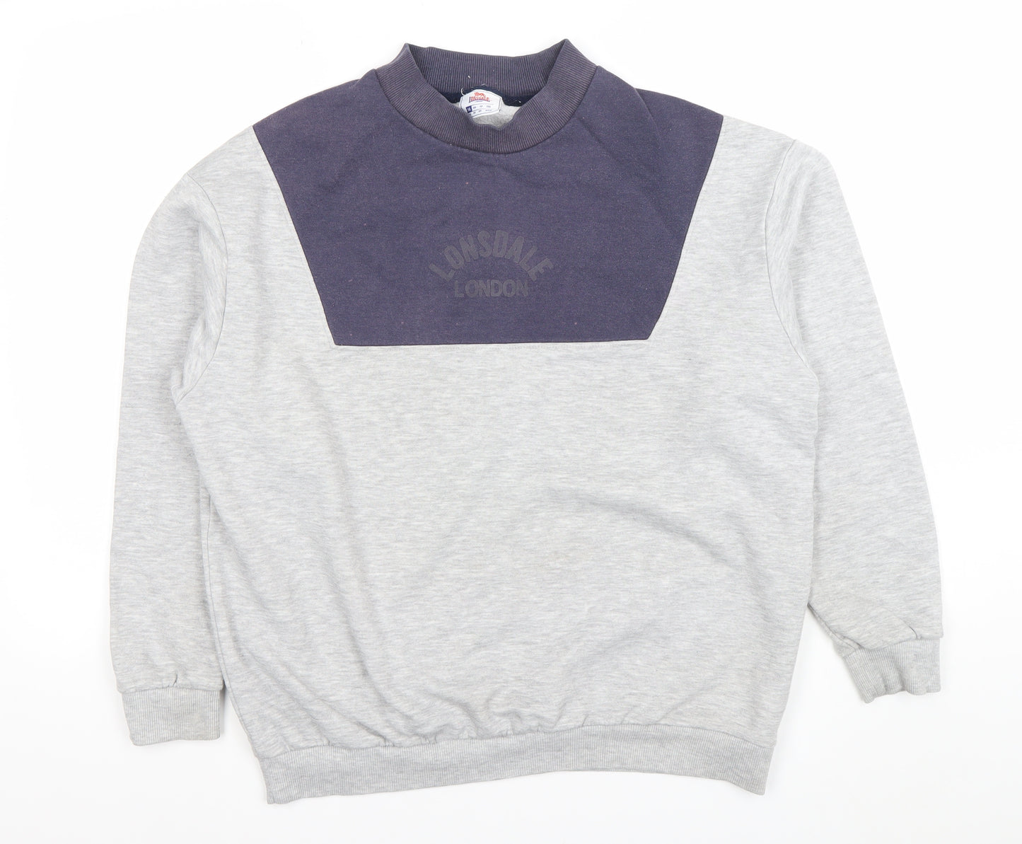 Lonsdale London Womens Grey & Navy Pullover Sweatshirt Size 16