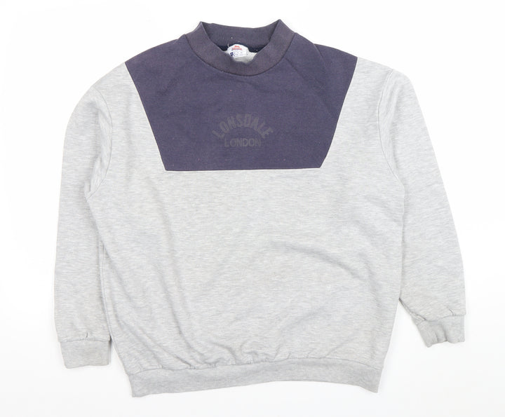 Lonsdale London Womens Grey & Navy Pullover Sweatshirt Size 16